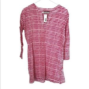 KikiSol Pink & White Beach Tunic S 100% Cotton
